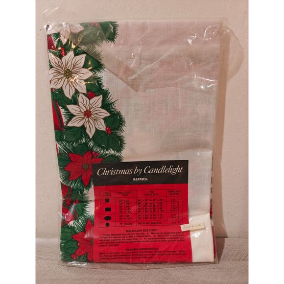 Christmas By Candlelight Bardwil Tablecloth 52"x70" Vintage Permanent Press Soil - Picture 4 of 4